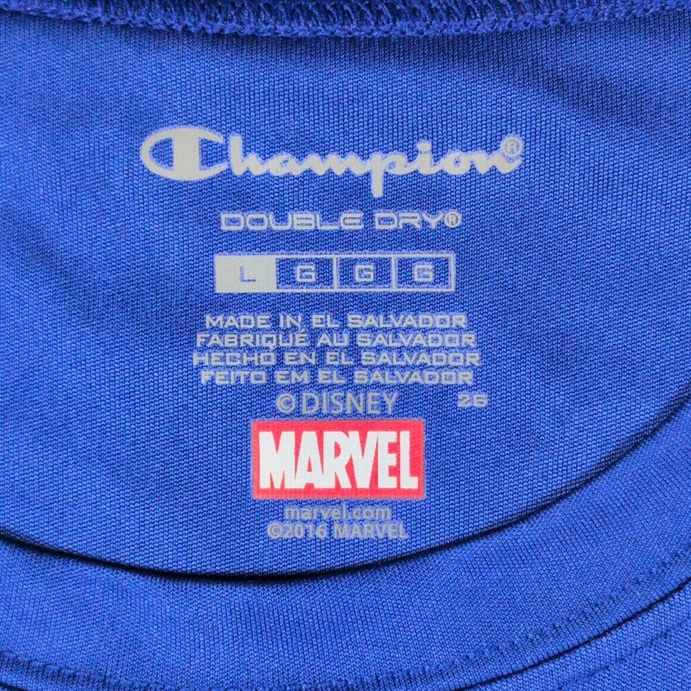 Champion RunDisney Marvel Avengers Mens L Blue Long Sleeve Shirt 2016 Double Dry - Picture 3 of 11